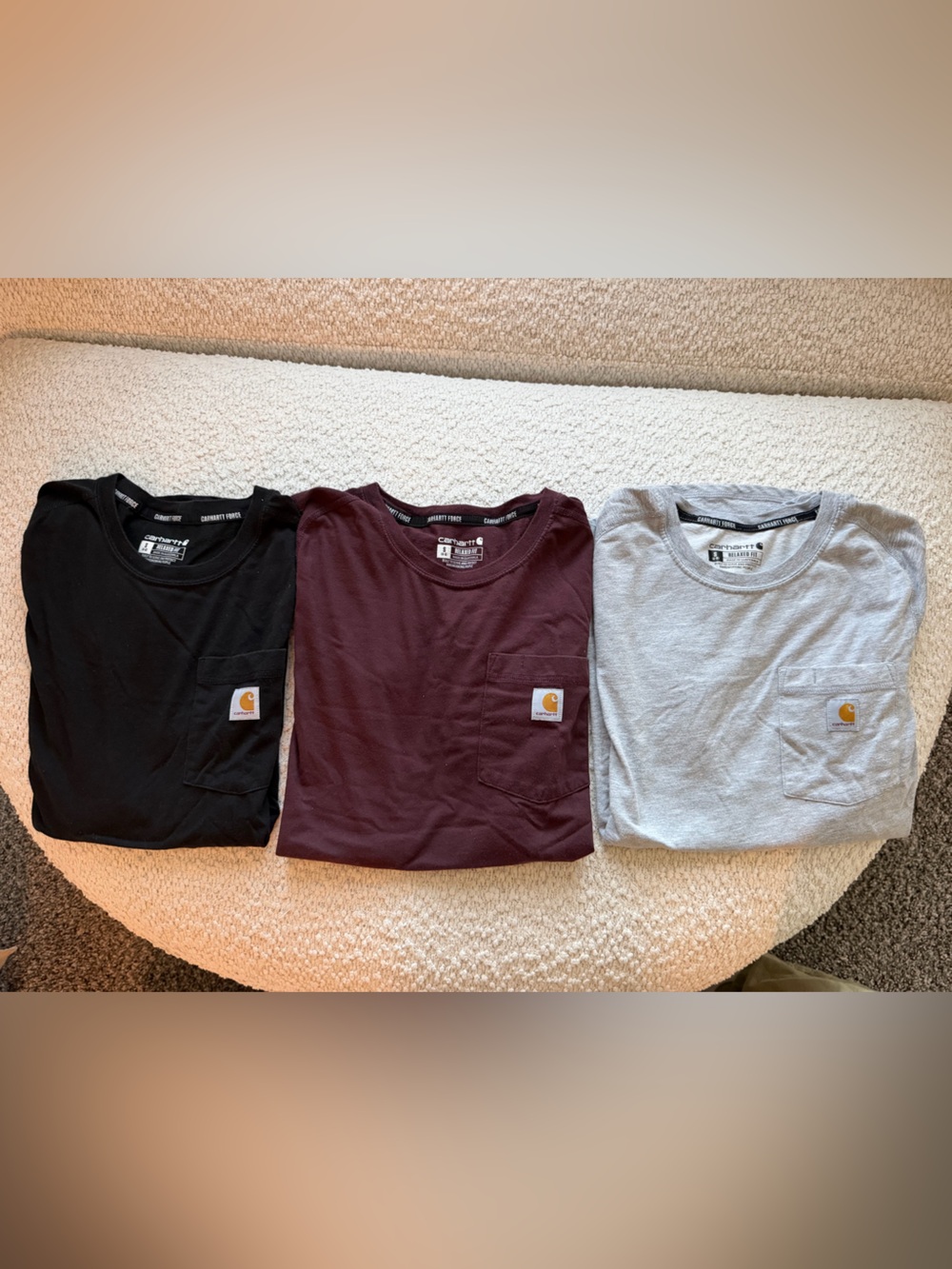 Carhartt Short-Sleeve Pocket Tees — Gray, Burgundy, Black (3-Pack)